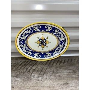 Le Cadeaux Melamine Malaga Blue Yellow Small Serving Platter 12.25  X 9.25